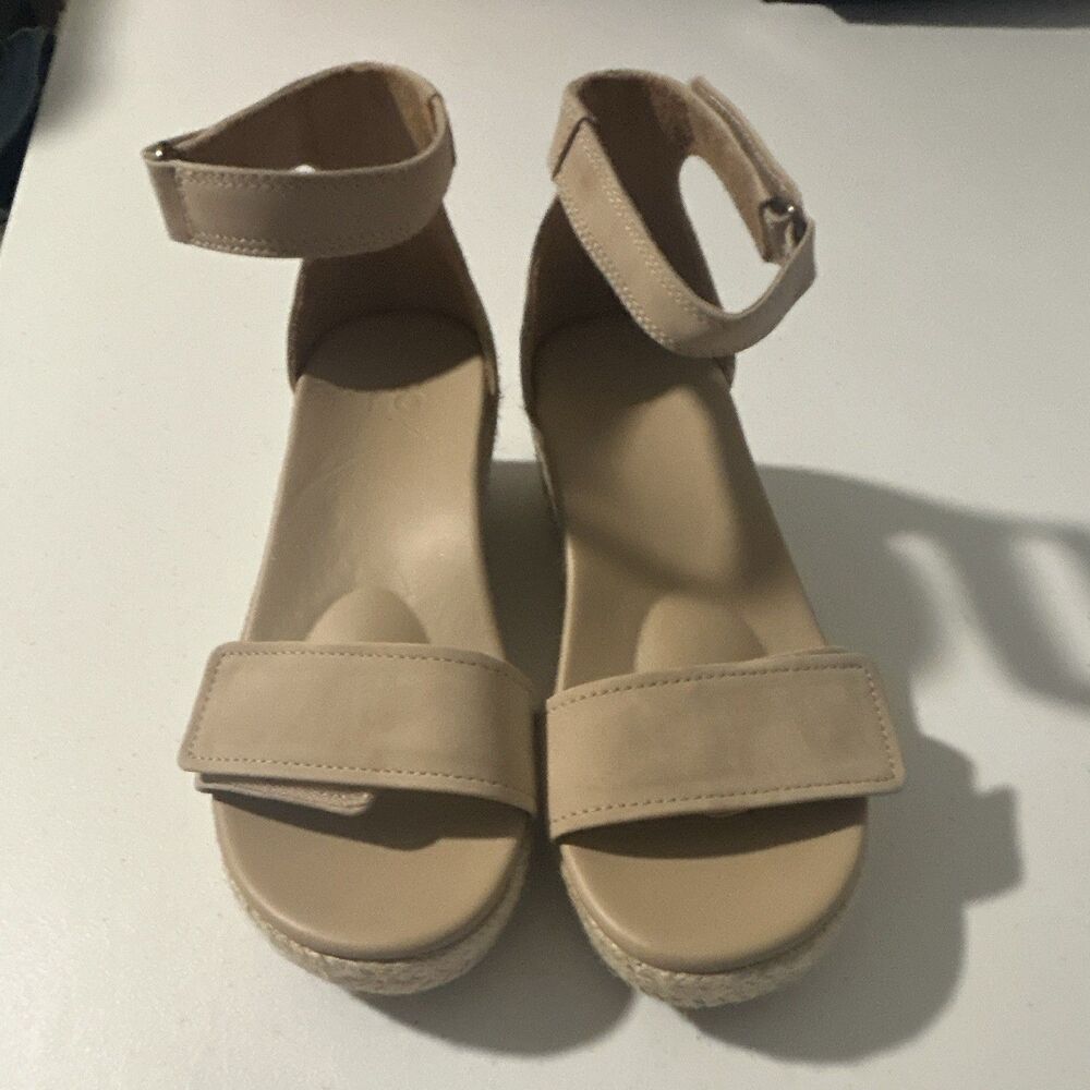 Abeo Daelle Women's Leather Wedge Ankle Strap Sandals, Brown, Size 7